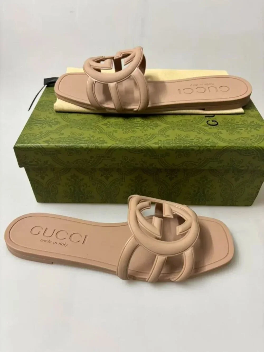 Gucci Women’s Brown GG Logo Slide Sandals
